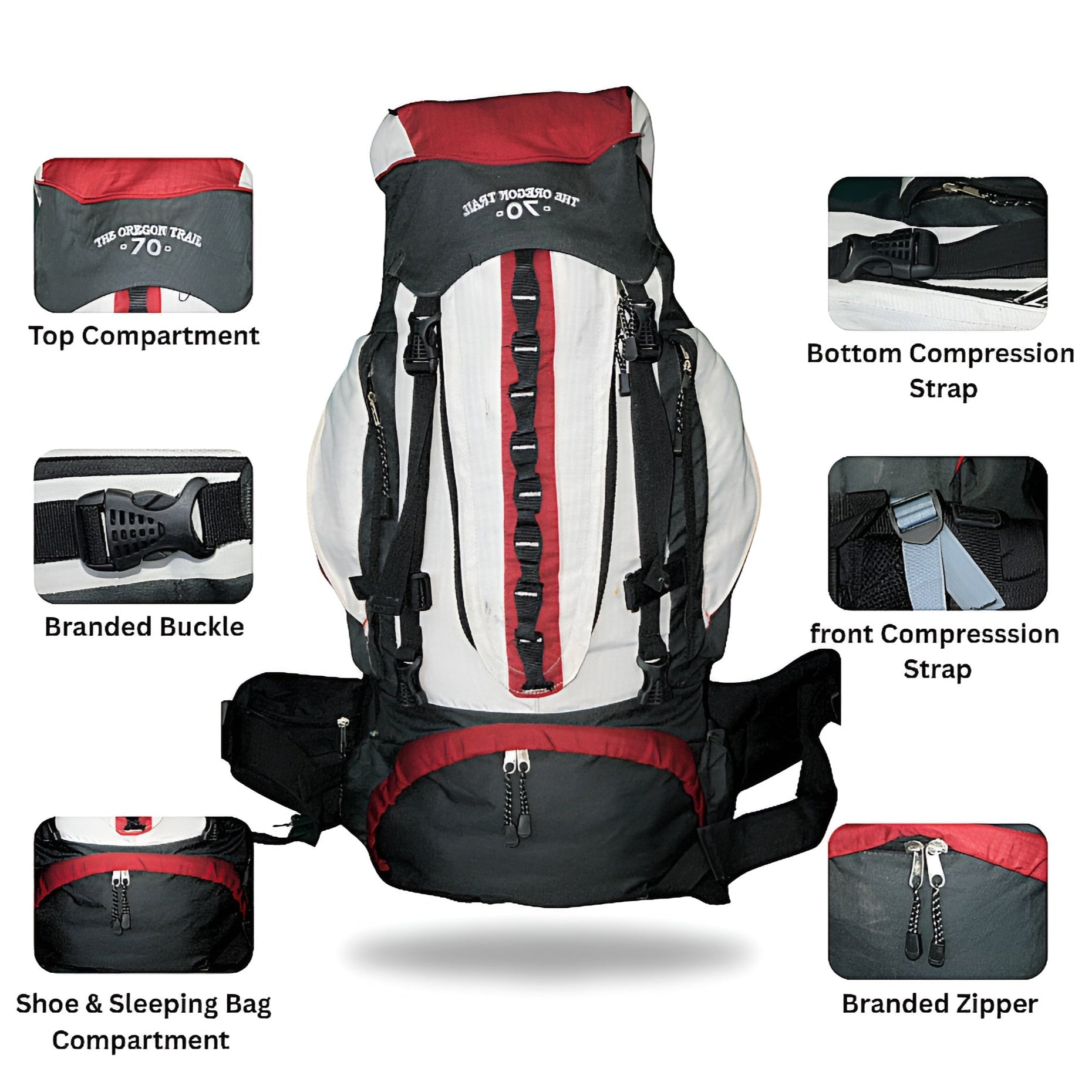 Mega Deal – 70L Hiking Bag(Aluminum Rods)  + waist Bag + Rain Coat | Save 700 with HikerMart