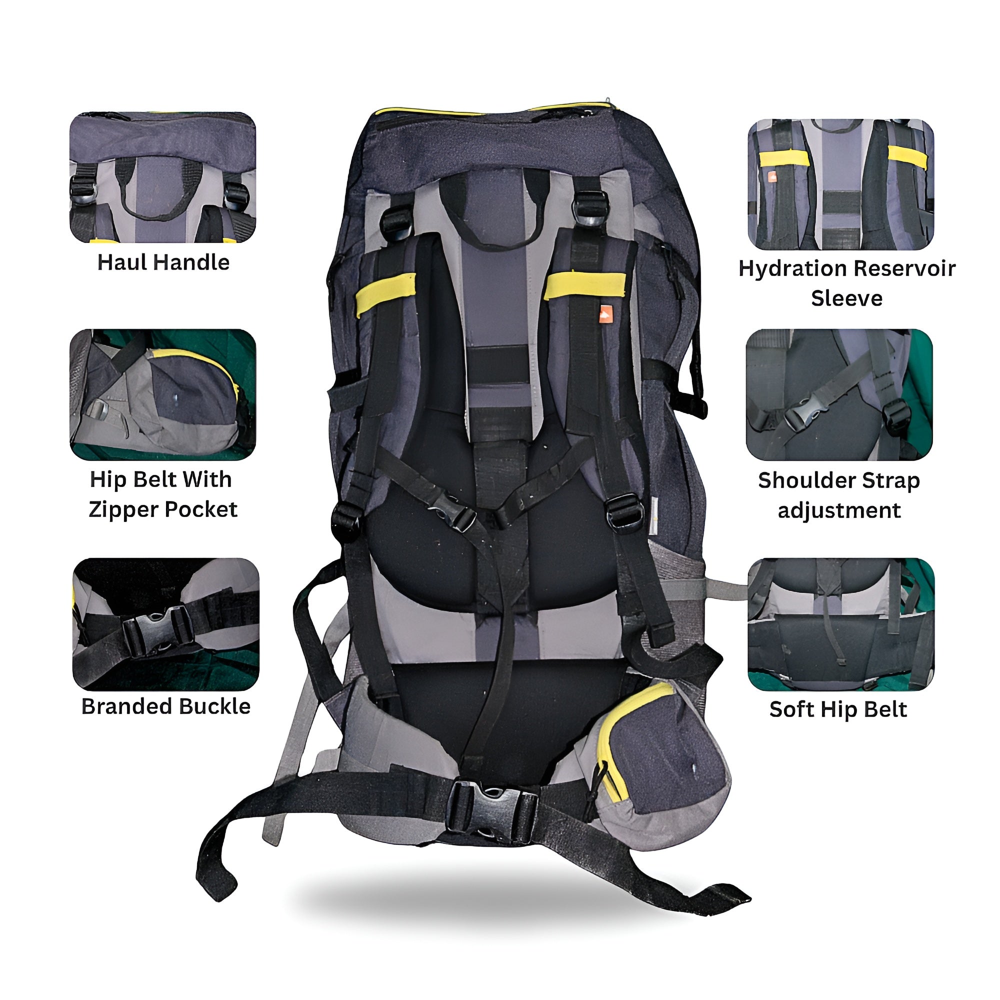 Mega Adventure Deal – 65L Hiking Bag(Aluminum Rods) + String Bag + Rain Coat | Save 1000 with HikerMart
