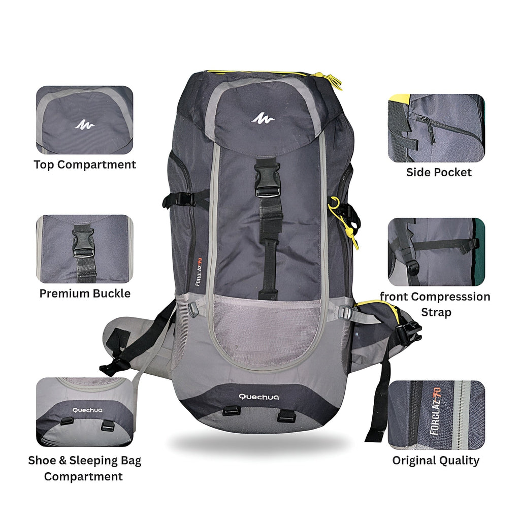 Mega Adventure Deal – 65L Hiking Bag(Aluminum Rods) + String Bag + Rain Coat | Save 1000 with HikerMart