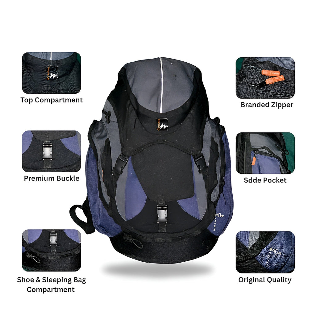 Imported Quechua 40L Heavy Duty Hiking Backpack – Camping, Trekking & Travel