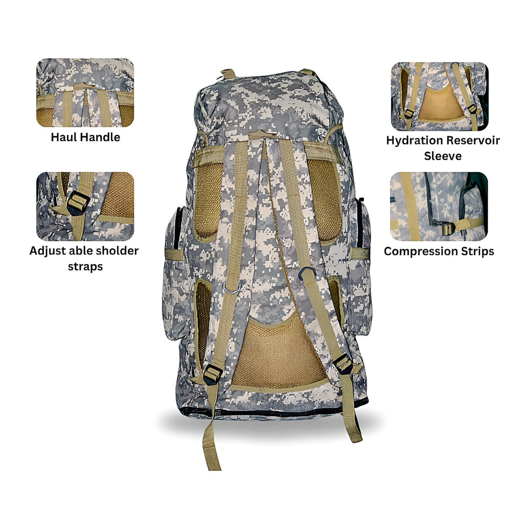 Imported Camouflage  80L Climb Bag Tactical Large Backpack for Outdoors Hiking Camping & Travel