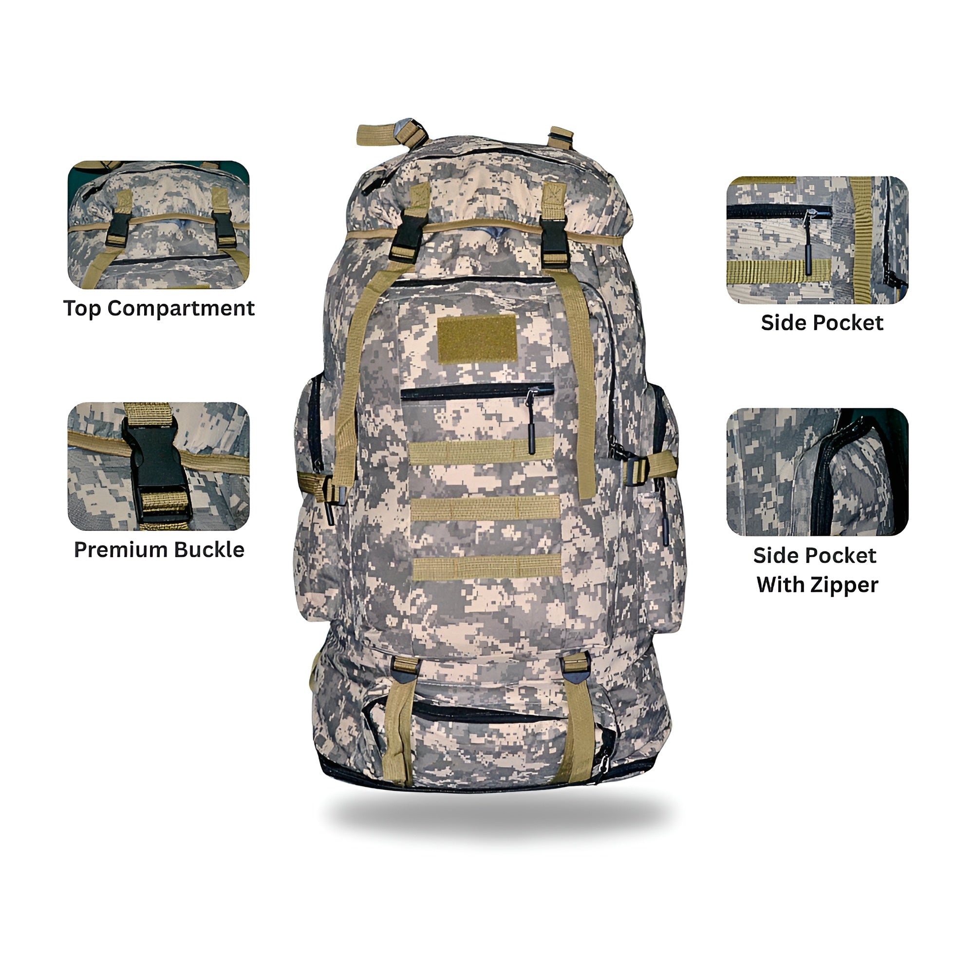 Imported Camouflage  80L Climb Bag Tactical Large Backpack for Outdoors Hiking Camping & Travel