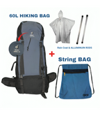 Mega Deal – 70L Hiking Bag(Aluminum Rods)  + String Bag + Rain Coat | Save 1000 with HikerMart