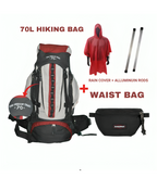 Mega Deal – 70L Hiking Bag(Aluminum Rods)  + waist Bag + Rain Coat | Save 700 with HikerMart