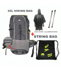 Mega Adventure Deal – 65L Hiking Bag(Aluminum Rods) + String Bag + Rain Coat | Save 1000 with HikerMart