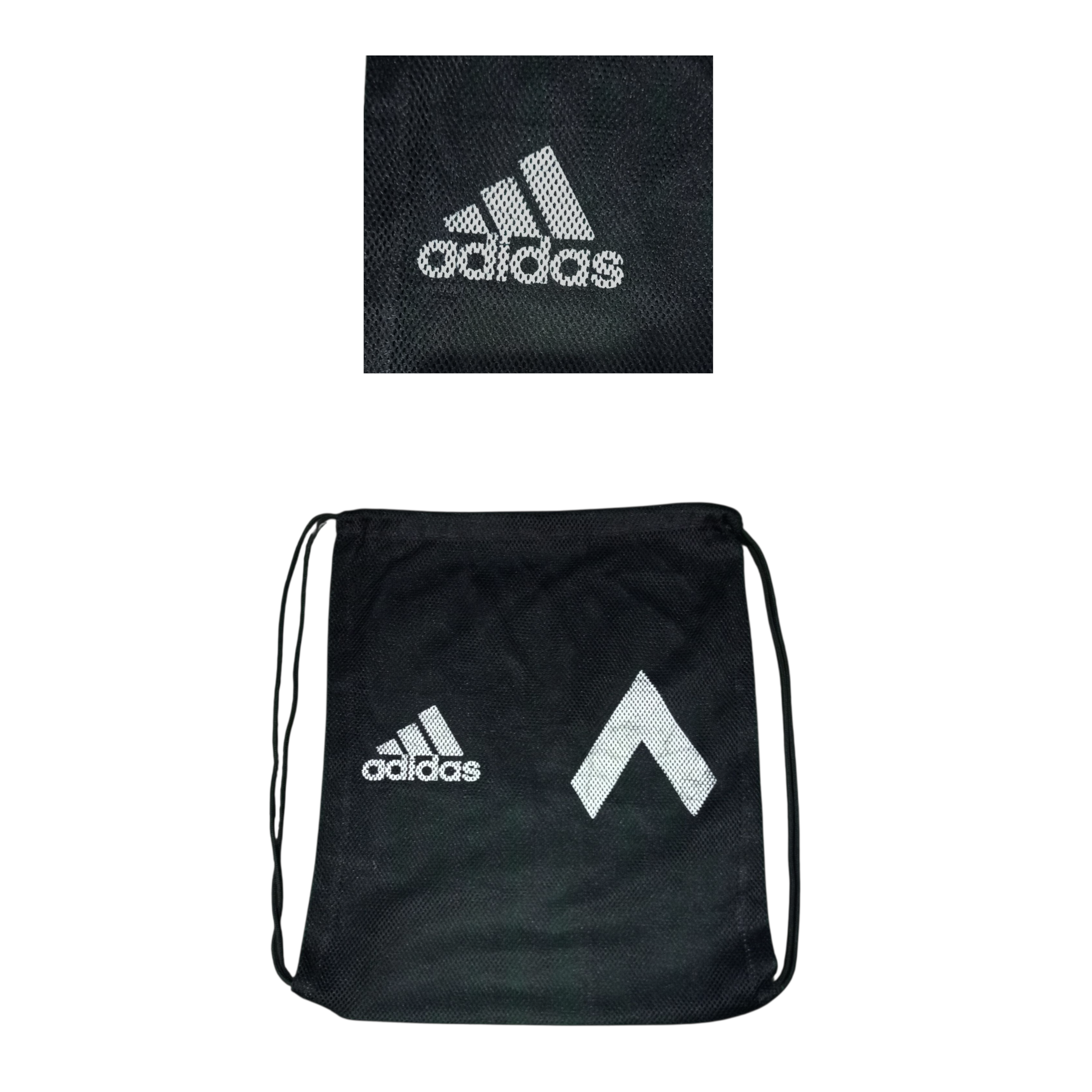 Adidas Drawstring Bag – black/white 14" x 18"