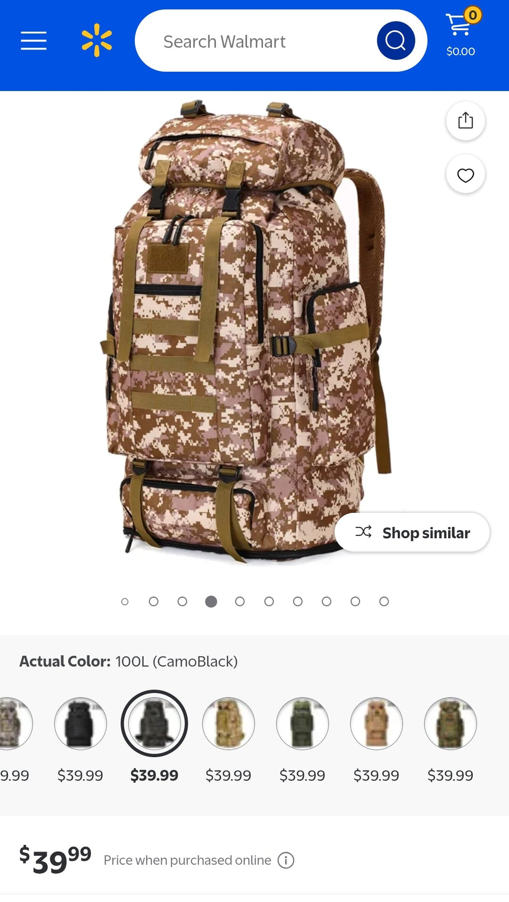 Imported Camouflage  80L Climb Bag Tactical Large Backpack for Outdoors Hiking Camping & Travel