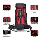 Imported McKINLEY 65L Hiking Backpack with Rain Cover and Adjustable Back Support