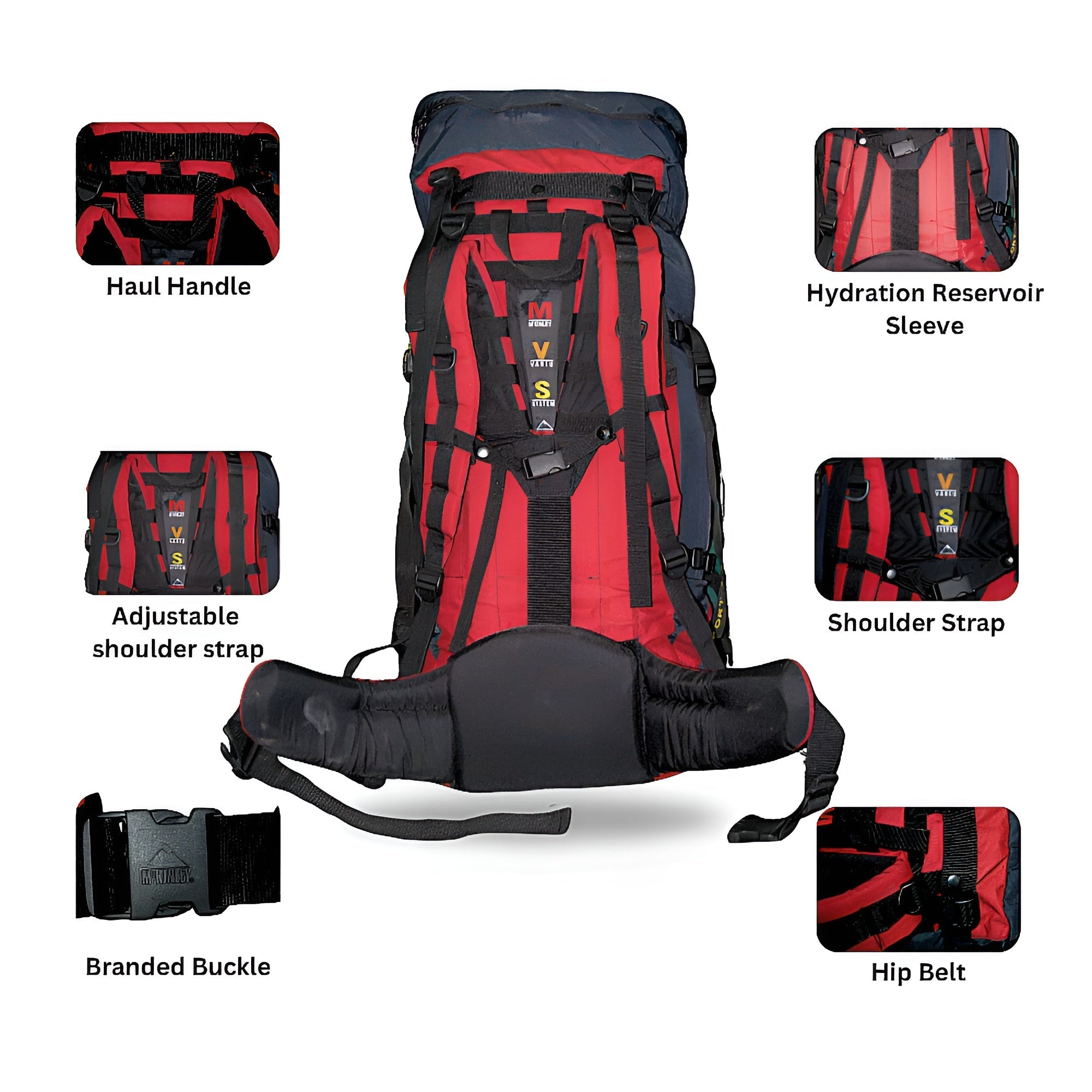 Imported McKINLEY 65L Hiking Backpack with Rain Cover and Adjustable Back Support